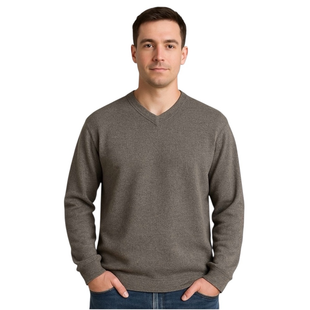 NATURALIFE Brown V-Neck Textured Cotton Sweater Men’s Size M